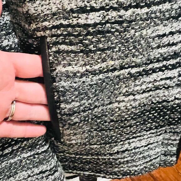 ECRU Womens Gray black metallic tweed collarliss blazer full zip jacket size 4 - Picture 12 of 13